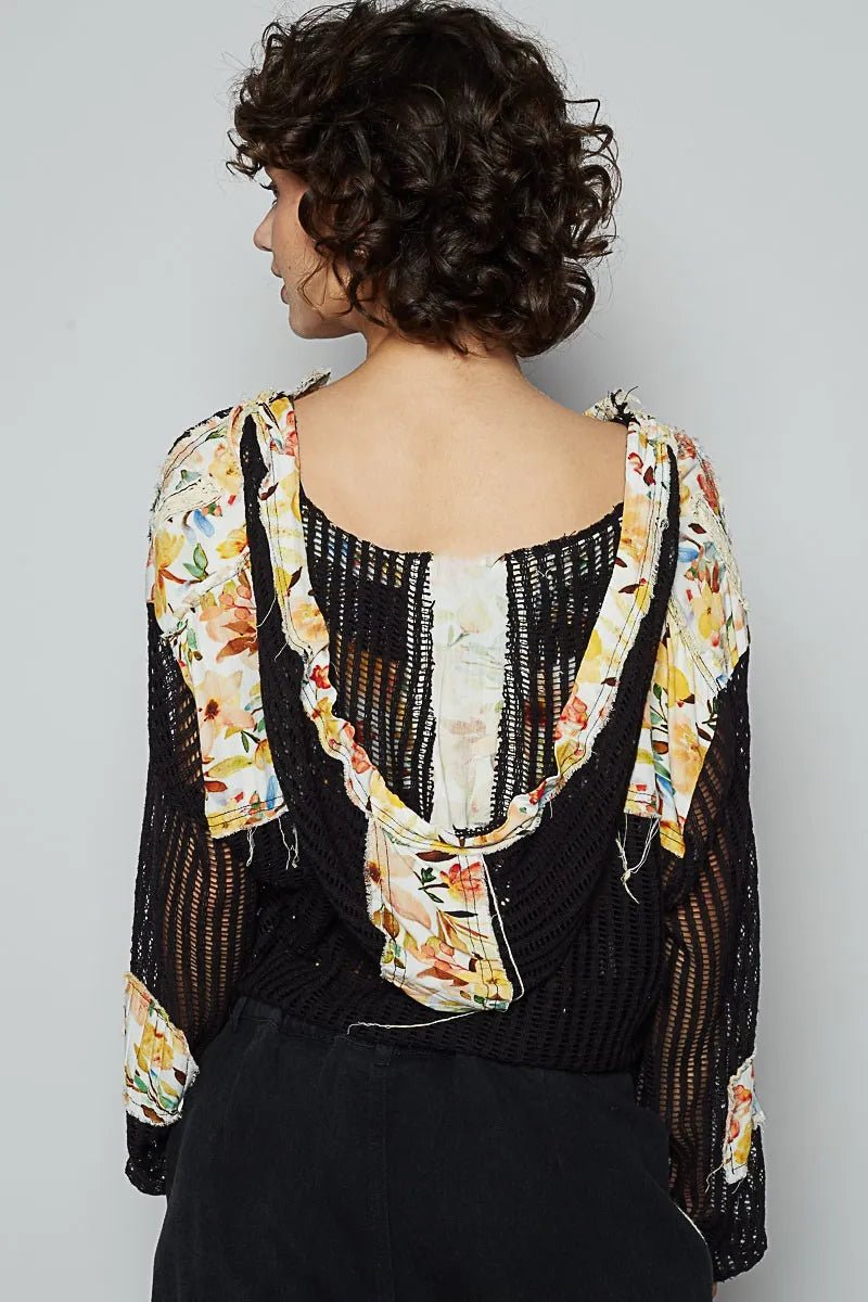 POL Vintage Washed Crochet Hoodie Jacket With Patchwork - Bela Fils BoutiqueBela Fils Boutique